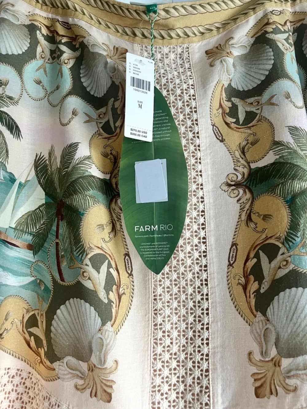 FARM Rio Sand Royal Sea Crochet Midi Skirt Size Medium NWT - Picture 12 of 15